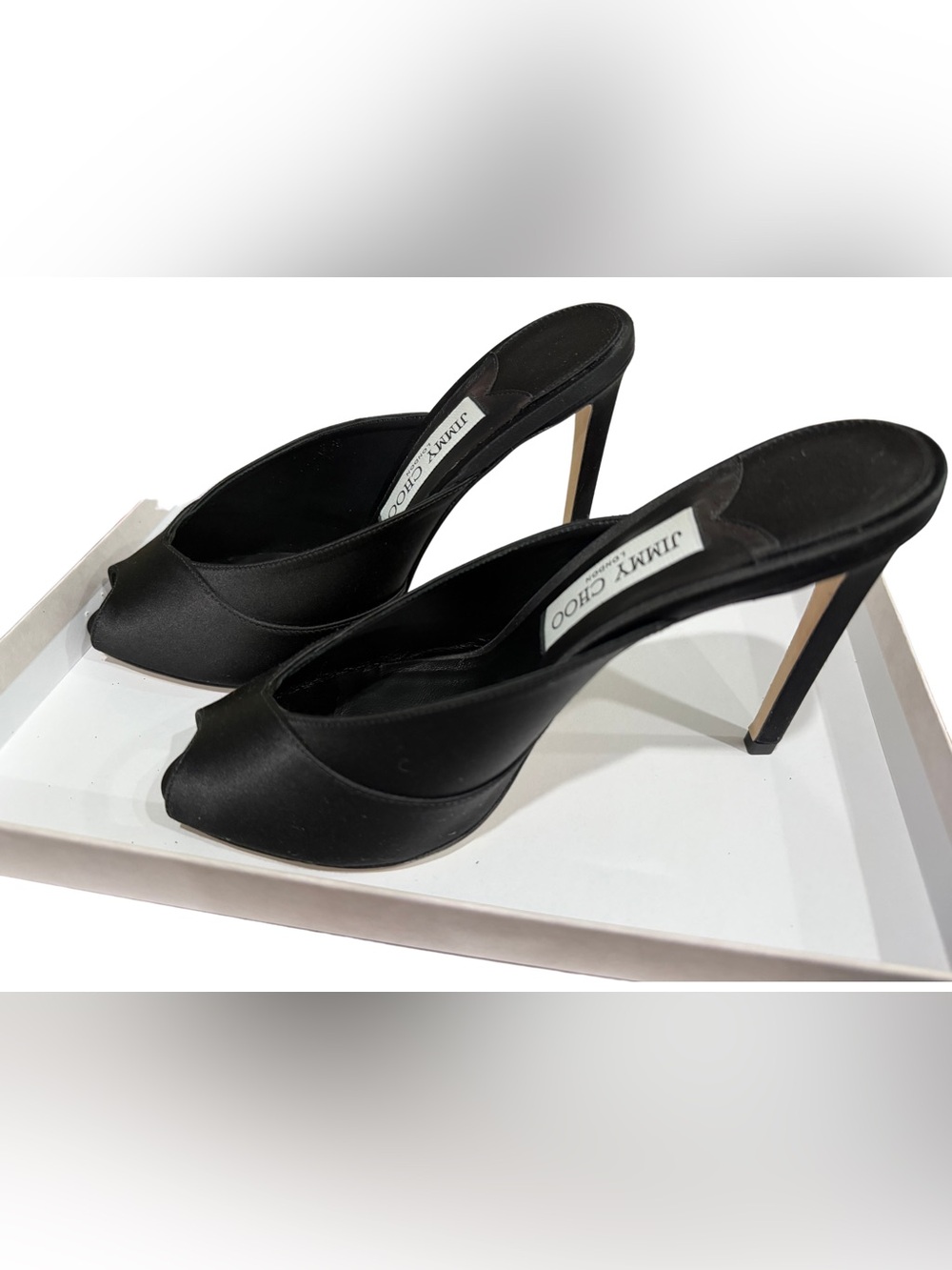Jimmy Choo Black Satin Brigitte Mules - Picture 3 of 10